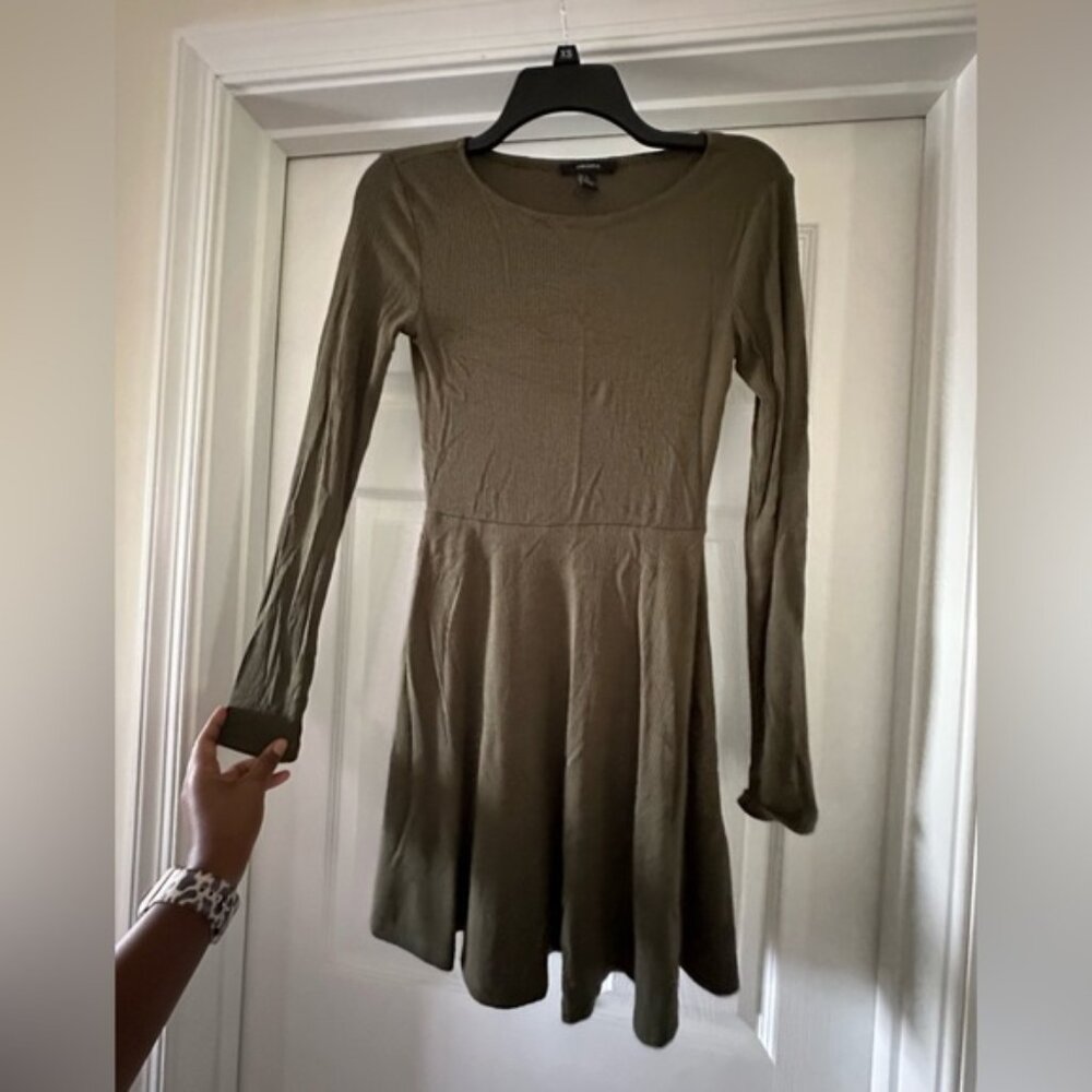 Olive green flowy mini dress